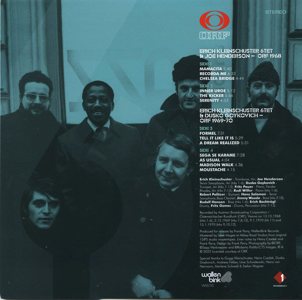 Image of Back Cover of 2xLP - VG+/VG+ - ERICH KLEINSCHUSTER 6TET, JOE HENDERSON & DUSKO GOYKOVICH, ORF / 1968-70 (WallenBink; WB015, UK 2022, Limited Edition 180 Gram), ,  - 0646015S