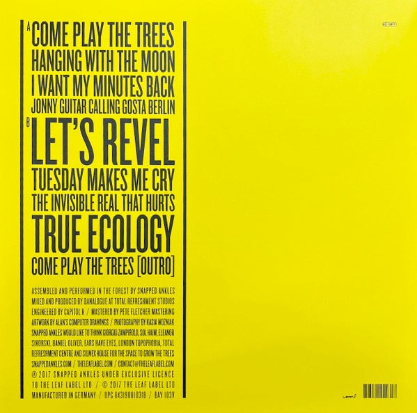 Image of Back Cover of LP - NEW/NEW - SNAPPED ANKLES, Come Play The Trees (The Leaf Label; BAY103V, Europe 2026 Reissue, Inner), ,  - 0816257C
