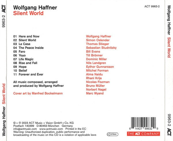 Image of Back Cover of CD - VG+/VG+ - WOLFGANG HAFFNER, Silent World (ACT; ACT 9963-2, Germany 2023, Digipak), ,  - 0616051C