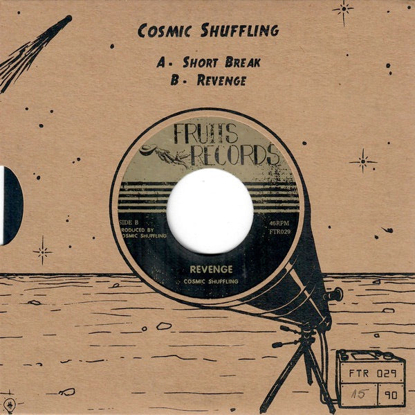 Image of Back Cover of 0616096C: 7" - COSMIC SHUFFLING, Short Break / Revenge (Fruits Records; FTR029, Switzerland 2020, Screen Print sleeve, Limited Edition of 90) Number 40/90  EX/VG+