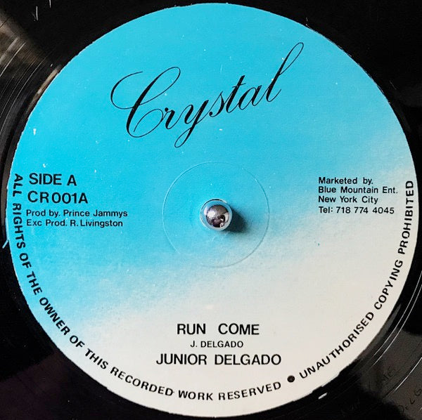 Image of Front Cover of 0616123C: 12" - JUNIOR DELGADO, Run Come (Crystal; CR001, US 1980s)   /VG