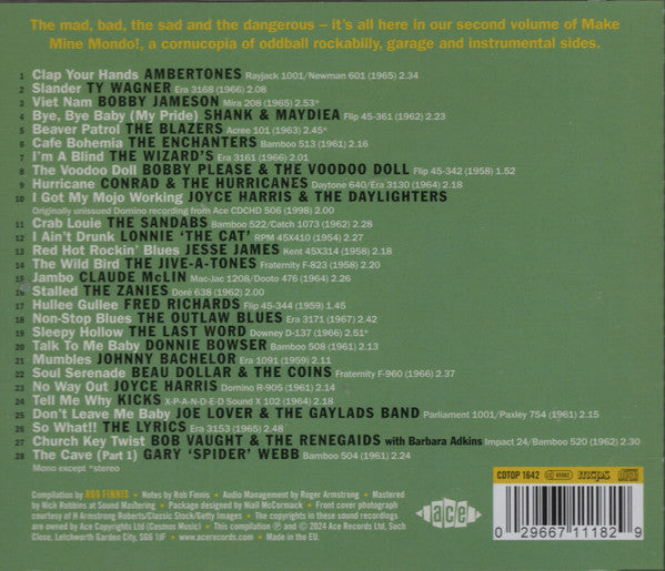 Image of Back Cover of 0636066E: CD - VARIOUS, Make Mine Mondo! 2 (Ace; CDTOP 1642, Europe 2024, Jewel Case)   VG+/VG+