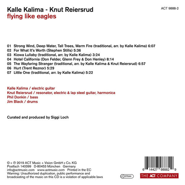 Image of Back Cover of CD - VG+/VG+ - KALLE KALIMA - KNUT REIERSRUD, Flying Like Eagles (ACT; ACT 9888-2, Germany 2019, Digipak), ,  - 0556161S