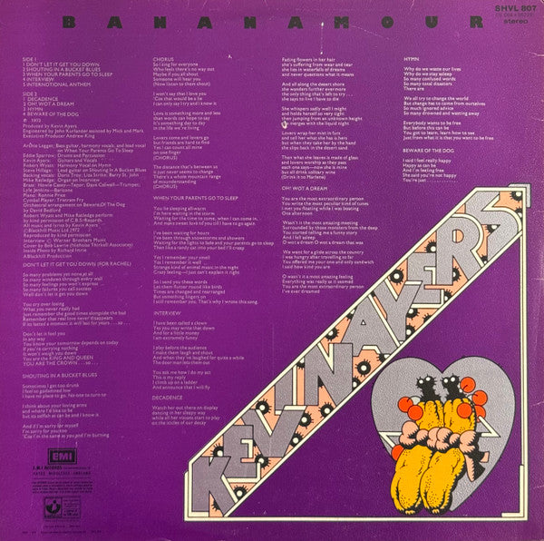 Image of Back Cover of 0646088S: LP - KEVIN AYERS, Bananamour (Harvest; SHVL 807, UK 1973, Textured Gatefold) Edge Wear  VG/VG