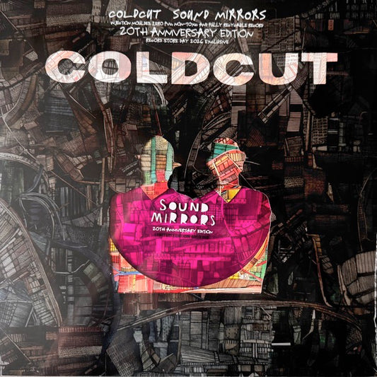 Image of Front Cover of 2xLP -  - COLDCUT, Sound Mirrors (Ninja Tune; ZEN115XX, UK 2026, Eco-mix Marbled Vinyl), , Sound Mirrors, the 2006 studio album from acclaimed duo Coldcut, was quoted as being  one of the most vital and imaginative records Jon Moore and Matt Black have ever made , and saw the duo "continue, impressively, to find new ways to present political statements through a gamut of pristine electronics and breakbeats" (CITATION: Future Music, 2007). The fascinating array of guest vocalists incl