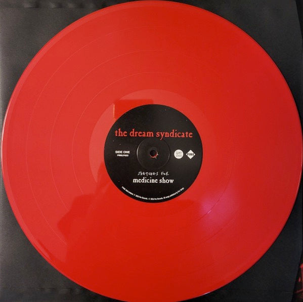 Image of Back Cover of LP - NEW/NEW - THE DREAM SYNDICATE, Sketches For Medicine Show (Fire Records; FIRELP823, UK 2026, Red Vinyl), , 1500 copies on Red vinyl. Unreleased rare recordings from The Dream Syndicate s awesome  Medicine Show  era, circa 1983-84. Featuring rehearsals and live out-takes including a wayward take on Dylan s  Knocking On Heaven s Door  plus the anti-war opus  Morning Dew  featuring producer Sandy Pearlman.  Dense with songs of violence, paranoia, lurking evil, and Karl Precoda's unc