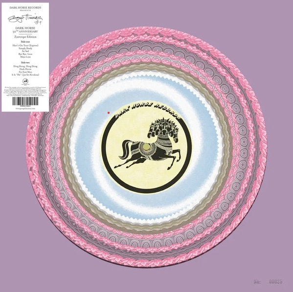 Image of Front Cover of LP - NEW/NEW - GEORGE HARRISON, Dark Horse (Dark Horse Records; 964206951, UK 2026, Zoetrope Vinyl, Numbered Limited Edition), , Continuation of the RSD exclusive series reissuing George Harrison's full studio album catalog on limited, numbered Zoetrope vinyl.  Released in December 1974, Dark Horse capped a prolific year for George Harrison, during which he had established his own Dark Horse record label, built a recording studio in his Friar Park home in England, and completed an am