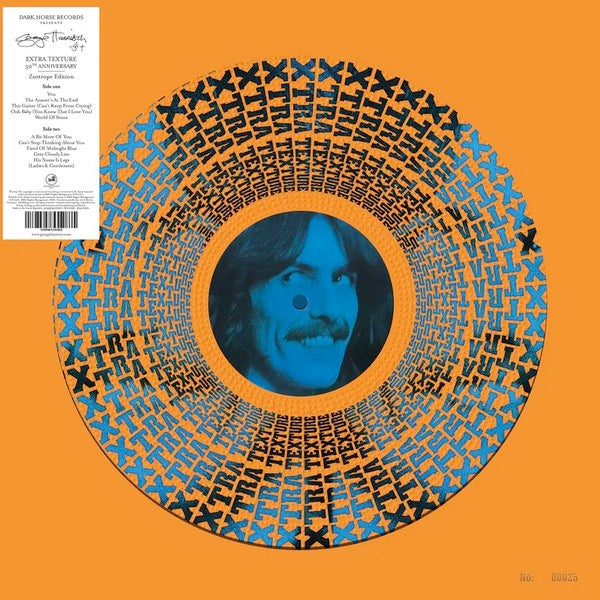 Image of Front Cover of LP - NEW/NEW - GEORGE HARRISON, Extra Texture (Dark Horse Records; 964206961, UK 2026, Numbered Limited Edition Zoetrope Vinyl), , Continuation of the RSD exclusive series reissuing George Harrison's full studio album catalog on limited, numbered Zoetrope vinyl.  In late 1974, George returned to California to record his next album, the soul-tinged Extra Texture (Read All About It.)   Leon Russell played piano on  Tired of Midnight Blue,   and for some of the sessions, Harrison was jo