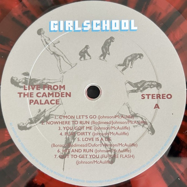 Image of Back Cover of 2xLP - NEW/NEW - GIRLSCHOOL, Live From The Camden Palace (Culture Factory (France).; 3700477841041, UK 2026), , GIRLSCHOOL is the longest running all-female rock band still active after more than 40 years. They maintain a worldwide cult following and are an inspiration for many female rock musicians. Original members Kim McAuliffe, Denise Dufort, and long-time member Jackie Chambers are still in the band. Live fron the Camden Palace was recorded in 1984 & is part of "The Live from Lo
