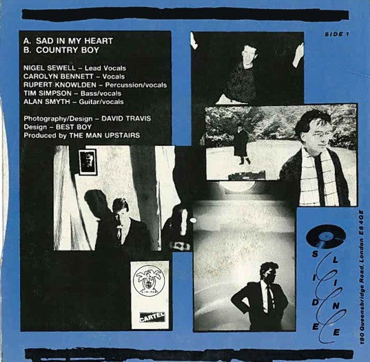 Image of Back Cover of 7" - VG/VG - THE MAN UPSTAIRS, Sad in My Heart / Country Boy (Side Line; , UK 1985, Picture Sleeve), Strong VG, Edge And Ring Wear,  - 1026075E
