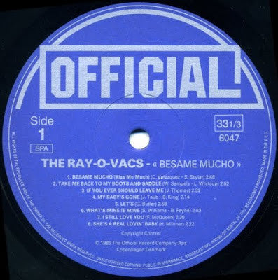 Image of Label Cover of LP - VG+/EX - THE RAY-O-VACS, Besame Mucho (Official; 6047, Denmark 1989), Evidence of small price sticker on sleeve.,  - 0626152E