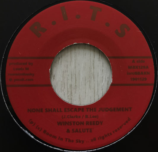 Image of Front Cover of 7" - /VG - WINSTON REEDY & SALUTE / SALUTE FT. VIN GORDON, None Shall Escape The Judgement / Russian Skank (Room In The Sky; MBX129, UK 2019), Writing on label in marker pen,  - 0616273C