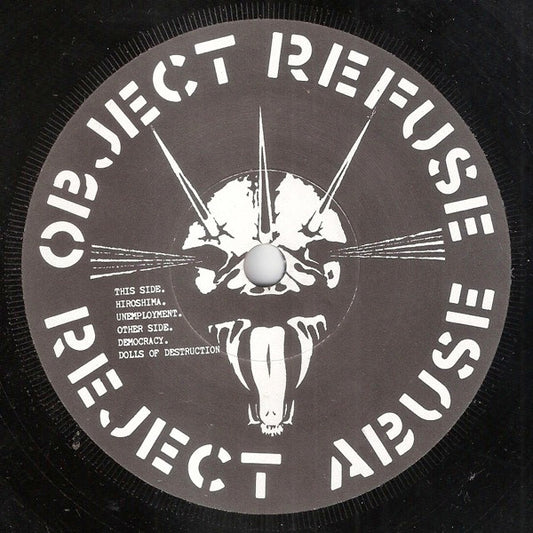 Image of Front Cover of 7" - /G+ - DIRT, Object Refuse Reject Abuse (Crass Records; 321984/6, UK 1981, No cover), Light marks to vinyl, plays through fine. No cover.,  - 0656034S
