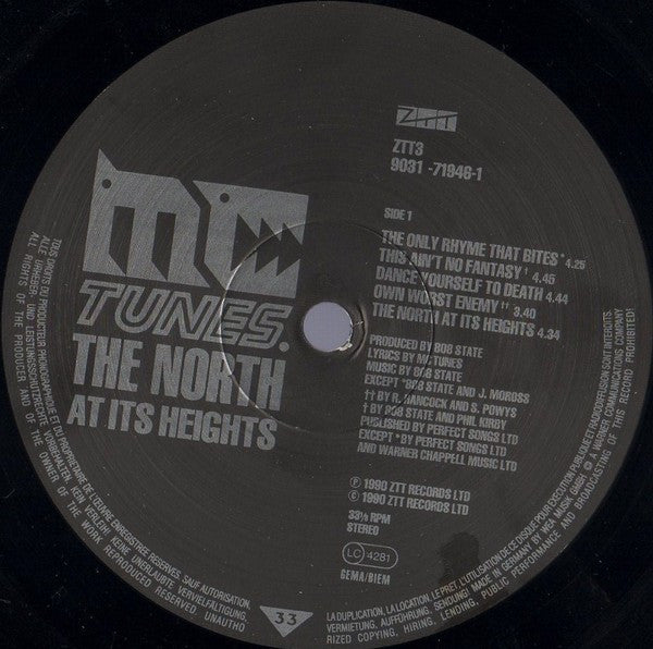 Image of Label Cover of 12" - VG/VG - MC TUNES, The North At Its Heights (ZTT; ZTT3, Europe 1990, Inner), Notched cut-out in sleeve / inner. Some edge wear,  - 0616347C