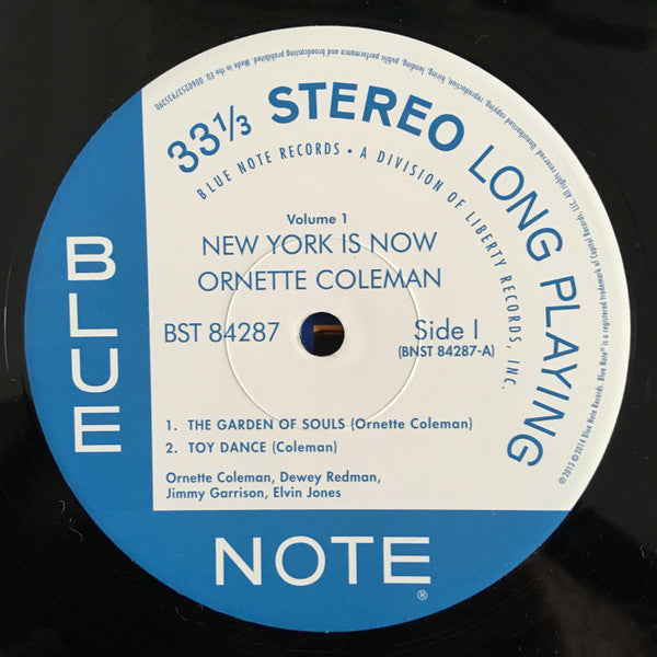 Image of Label Cover of LP - NEW/NEW - ORNETTE COLEMAN, New York Is Now! (Blue Note; BST 84287, Europe 2014, Inside Loading Gatefold Sleeve, 180g Vinyl), ,  - 0636231E