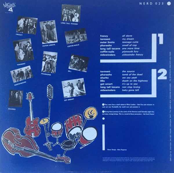 Image of Back Cover of LP - VG+/VG+ - VARIOUS, Zorch Factor One (Nervous Records; NERD 023, UK 1986), ,  - 0626067E