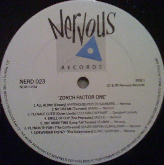 Image of Label Cover of LP - VG+/VG+ - VARIOUS, Zorch Factor One (Nervous Records; NERD 023, UK 1986), ,  - 0626067E