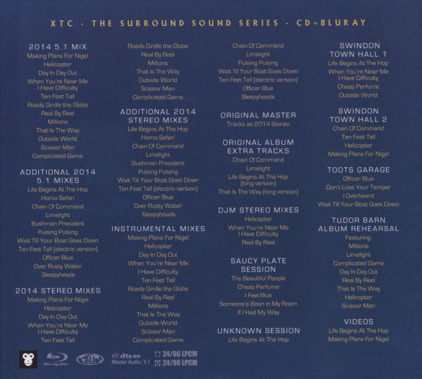 Image of Back Cover of 2xCD - VG+/VG+ - XTC, Drums And Wires (Ape House; APEBD103, UK 2014 Reissue, Digipak & Slipcase, Booklet, Blu-Ray Version), ,  - 0616387C