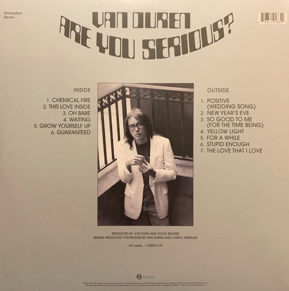 Image of Back Cover of LP - NEW/NEW - VAN DUREN, Are You Serious? (Omnivore Recordings; OVLP-375, US 2020), ,  - 0636175E