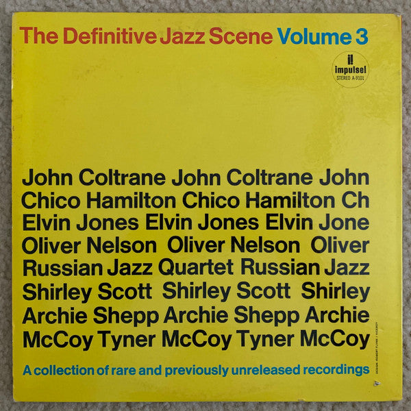 Image of Back Cover of LP - G+/VG - VARIOUS, The Definitive Jazz Scene Volume 3 (Impulse!; A-9101, US 1968, Gatefold), ,  - 0626289E