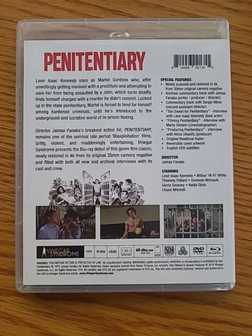 Image of Back Cover of 2xBlu-Ray - VG+/VG+ - JAMAA FANAKA, Penitentiary (Vinegar Syndrome; VS-203, Worldwide 2018), Strong VG+,  - 0656147S