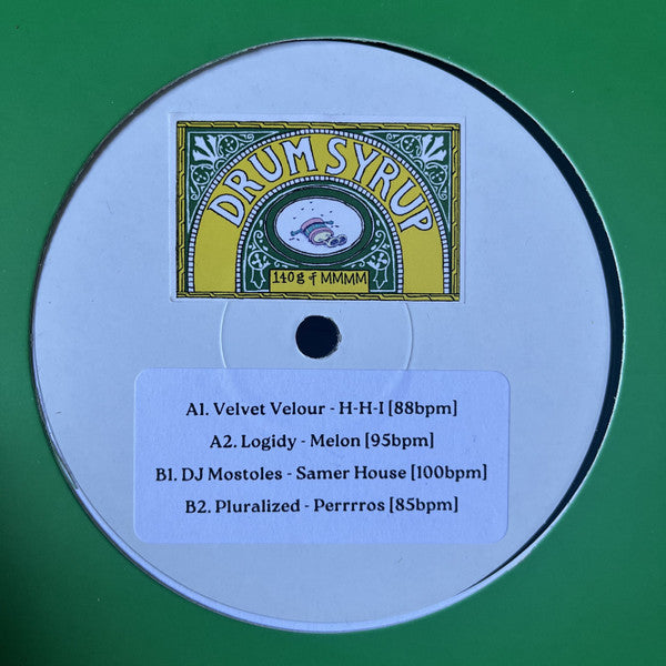 Image of Front Cover of 12" - /VG+ - VARIOUS, Drum Syrup Vol. 2 (Drum Syrup; MMMM02, UK 2023, Stickered White Label), , A1	Velvet Velour 	H-H-IA2	Logidy 	MelonB1	DJ Mostoles 	Samer HouseB2	Pluralized 	Perrrros - 0616458C