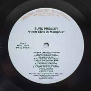Image of Label Cover of LP - VG/VG+ - ELVIS PRESLEY, From Elvis In Memphis (Mobile Fidelity Sound Lab; MFSL 1-059, US 1981, Pasteback Sleeve, 4 Mobile Fidelity Inserts), Edge Wear,  - 0746002S