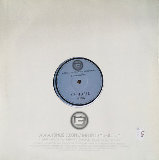 Image of Front Cover of 2x12" - /VG+ - FANU, Lightless EP (13 Music; 13M005, UK 2006, Die Cut Company Sleeve), og company sleeve,  - 0746039S