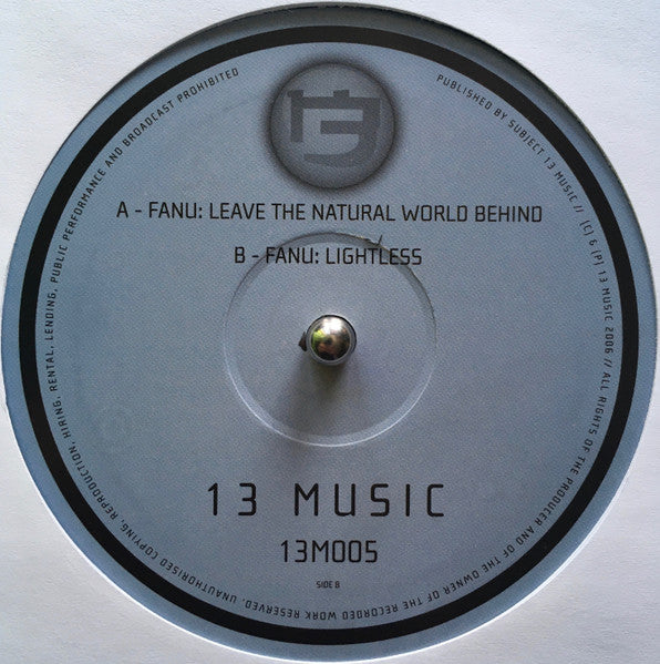 Image of Label Cover of 2x12" - /VG+ - FANU, Lightless EP (13 Music; 13M005, UK 2006, Die Cut Company Sleeve), og company sleeve,  - 0746039S