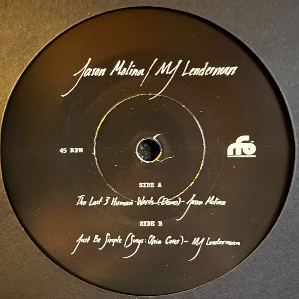 Image of Label Cover of 7" - NEW/NEW - JASON MOLINA & MJ LENDERMAN, The Last Three Human Words (Demo) / Just Be Simple (Cover) (Run For Cover; RFC311LP, Europe 2026, Picture Sleeve, Insert), ,  - 1136090E