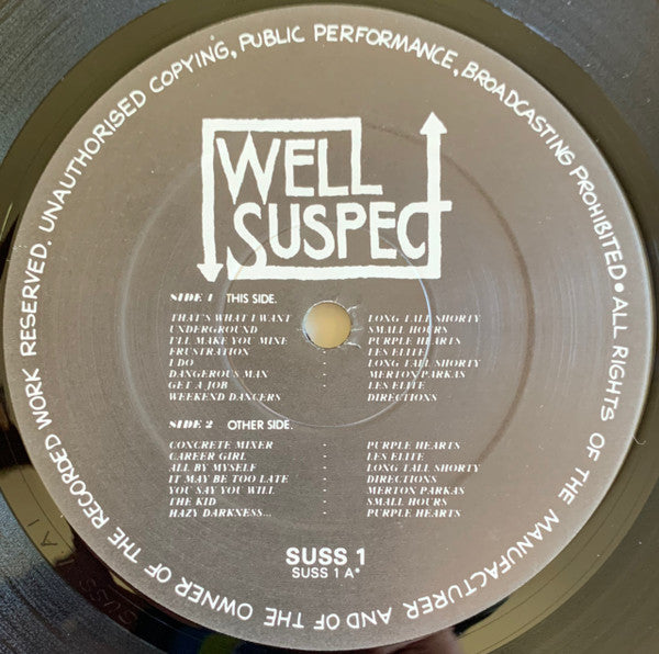 Image of Front Cover of LP - /VG+ - VARIOUS, The Beat Generation And The Angry Young Men (Well Suspect; SUSS 1, UK 1984, Generic Sleeve, No Insert), , A1 Long Tall Shorty That's What I WantA2 Small Hours UndergroundA3 Purple Hearts I'll Make You MineA4 Les Elite FrustrationA5 Long Tall Shorty I DoA6 Merton Parkas Dangerous ManA7 Les Elite Get A JobA8 Directions Weekend DancersB1 Purple Hearts Concrete MixerB2 Les Elite Career GirlB3 Long Tall Shorty All By MyselfB4 Directions It May Be Too LateB