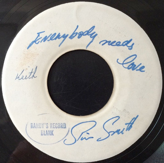 Image of Front Cover of 7" - /G+ - SLIM SMITH / LESTER STERLING, Everybody Needs Love / Reggay On Broadway (High Note; , Jamaica 1968, Stamped White Label), Marks and scuffs, groovewear; plays VG, very enjoyable. "Tip Top Record Centre" stamp on label.,  - 0716120C