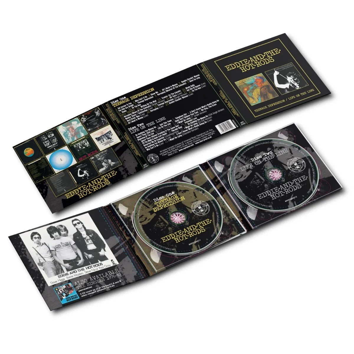 Image of Back Cover of 2xCD - NEW/NEW - EDDIE AND THE HOT RODS, Teenage Depression / Life On The Line (Captain Oi!; AHOY2CD431, Europe 2026, Double Digipak, Booklet), ,  - 0736069E