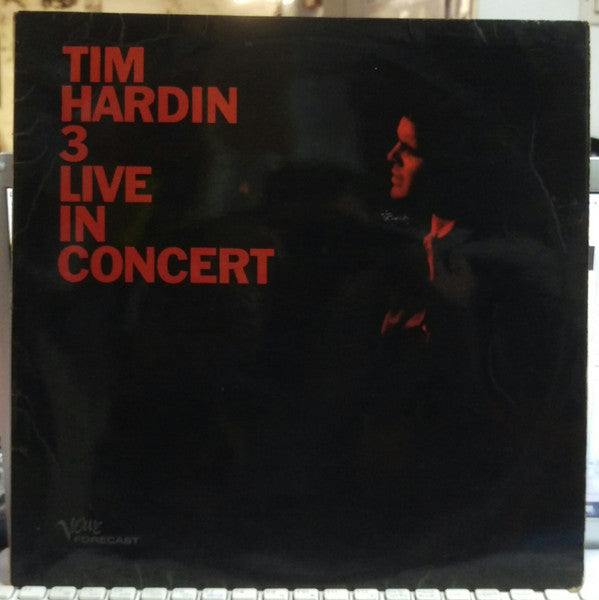 Image of Front Cover of LP - G+/VG - TIM HARDIN, Tim Hardin 3 Live In Concert (Verve Forecast; SVLP 6010, UK 1968, Laminated Front Sleeve), Sleeve has many creases and ringwear. Rear has discolouration.Light marks on the vinyl. ,  - 0726093E