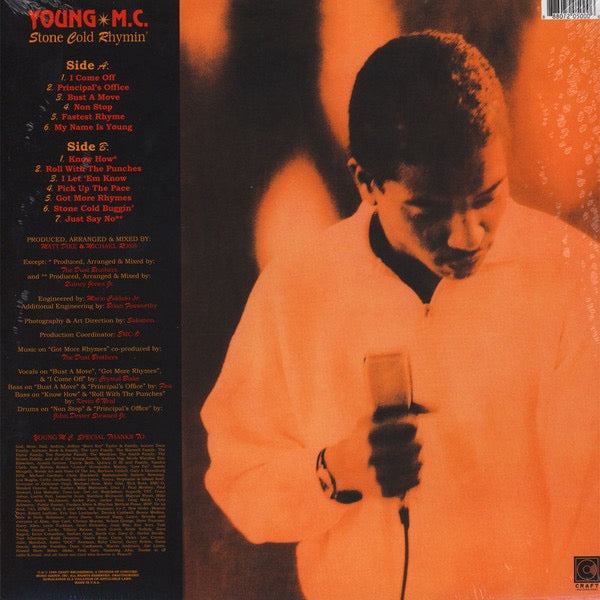 Image of Back Cover of LP - VG+/VG - YOUNG MC, Stone Cold Rhymin' (Craft Recordings; CR00077, US 2018 Reissue), Slight warp, does not effect play.,  - 0716164C
