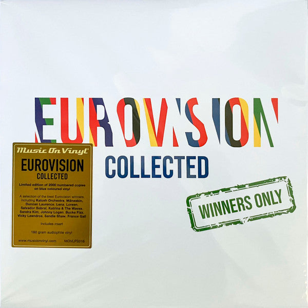Image of Front Cover of 2xLP - VG/EX - VARIOUS, Eurovision Collected: Winners Only (Music On Vinyl; MOVLP3316, Europe 2023, Insert, Blue Vinyl, Numbered), Edge and ring wear. Pristine discs. Numbered 1352/2000.,  - 0746100S