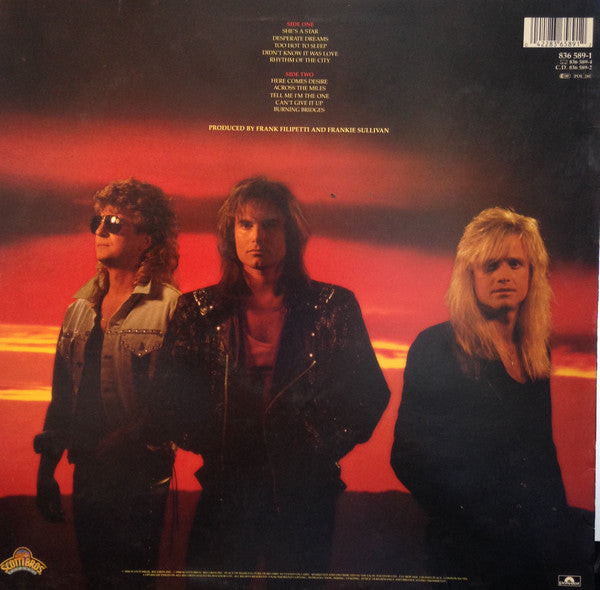 Image of Back Cover of LP - VG+/VG - SURVIVOR, Too Hot To Sleep (Scotti Bros. Records; 836 589-1, UK 1988, Inner), Strong VG, Just a couple of hairlines ,  - 0716134C