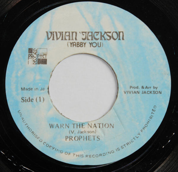 Image of Front Cover of 7" - /G+ - PROPHETS, Warn The Nation (Prophet Record; , Jamaica 1990s Reissue), Light heat damage on edge, plays fine above grade.,  - 0726173E