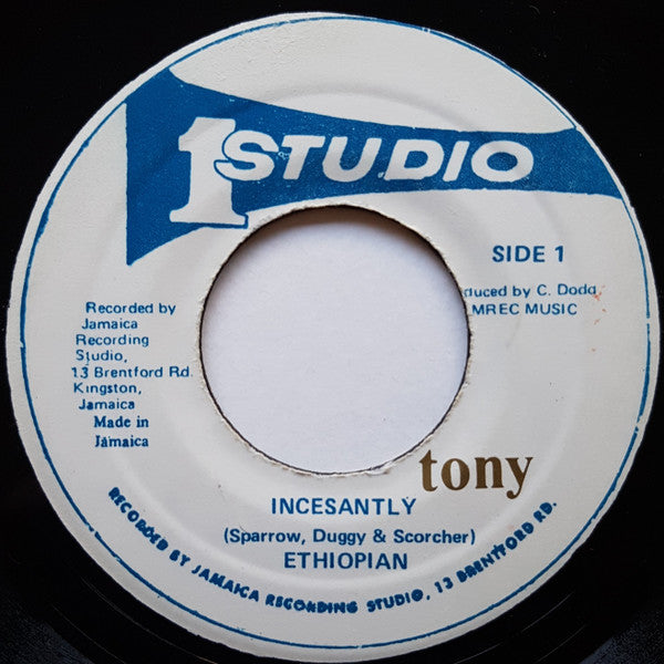 Image of Front Cover of 7" - /G+ - THE ETHIOPIANS, Incesantly (Studio One; , Jamaica 1992), Decent copy.,  - 0726184E