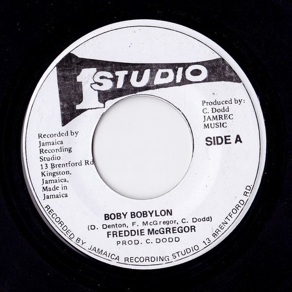 Image of Front Cover of 7" - /VG - FREDDIE MCGREGOR, Boby Bobylon (Studio One; , Jamaica 1990s Reissue), Fogging and pressing dents on vinyl.,  - 4326277E