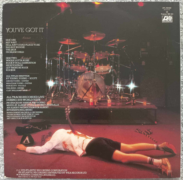 Image of Back Cover of LP - VG/VG - AC/DC, If You Want Blood You've Got It (Atlantic Green & Orange Labels; K 50 532, UK 1980s Reissue, No GEMA on Labels, LC in Top Right of Labels), Strong VG,  - 0716324C