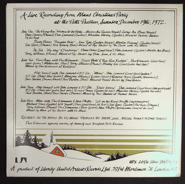 Image of Back Cover of 2x10" - VG/VG - VARIOUS, Christmas At The Patti (United Artists Records; UDX 205/6, UK 1973, Gatefold), Paper scuffs. Strong VG sleeve.Light general wear, creasing and discolouration.,  - 0746286S