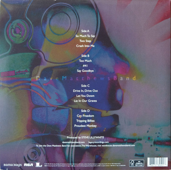 Image of Back Cover of 2xLP - VG+/VG+ - DAVE MATTHEWS BAND, Crash (Bama Rags Records; 88875189401, US 2016 Reissue, Gatefold, Insert, Remastered, 180g), ,  - 0746306S