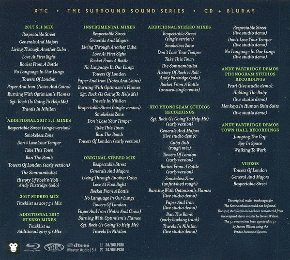 Image of Back Cover of 2xCD - M/M - XTC, Black Sea (Ape House; APEBD104, UK 2017 Reissue, Double Digipak, Blu-ray), SEALED,  - 0716503C