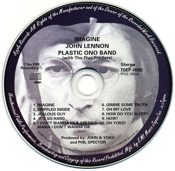 Image of Label Cover of CD - VG+/VG+ - JOHN LENNON, Imagine (Apple Records; TOCP-70392, Japan 2007, Card Sleeve, Inner & Insert), ,  - 0736242E