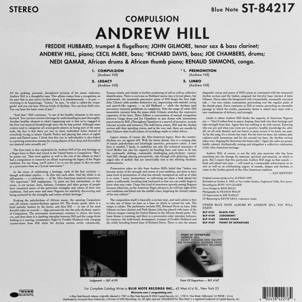 Image of Back Cover of LP - NEW/NEW - ANDREW HILL, Compulsion!!!!! (Blue Note; 5842276, Europe 2026 Reissue, Gatefold, 1LP Tone Poet), ,  - 2236142E