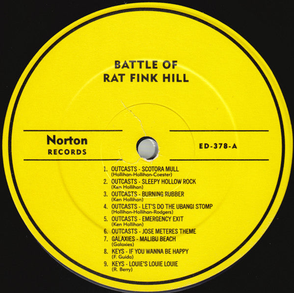 Image of Label Cover of LP - VG+/VG+ - VARIOUS, Battle Of Rat Fink Hill (Crude Unissued Pittsburgh Instrumentals 1961-63) (Norton Records; ED-378, US 2011), ,  - 0826006E