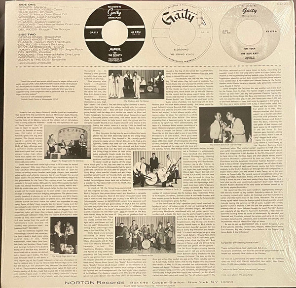 Image of Back Cover of LP - VG+/VG+ - VARIOUS, Bloodshot! The Gaity Records Story Vol. 1 (Norton Records; ED-235, US 1994), A few light hairlines only.,  - 0826014E