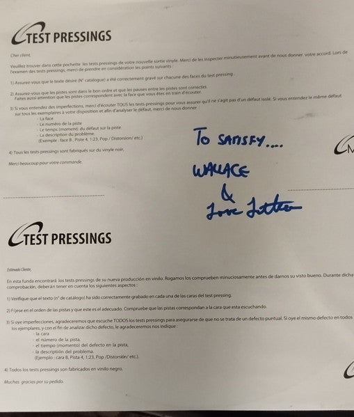 Image of Front Cover of 12" - /VG+ - WALLACE, Cravings / Concourse (Phantasy Sound; PH138, UK 2024, Test Pressing), Test pressing feat. handwriting from label owner Erol Alkan,  - 0726411E