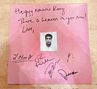 Image of Front Cover of 2xLP - VG+/VG+ - GANG OF YOUTHS, Angel In Realtime (Warner Records; 0190296393914, UK 2022, SIGNED Sleeve, Insert, White Vinyl), Signed by 5 band members on front sleeve " Heyyy nowww Rory there is heaven in you now! Love, ,  - 0816034C